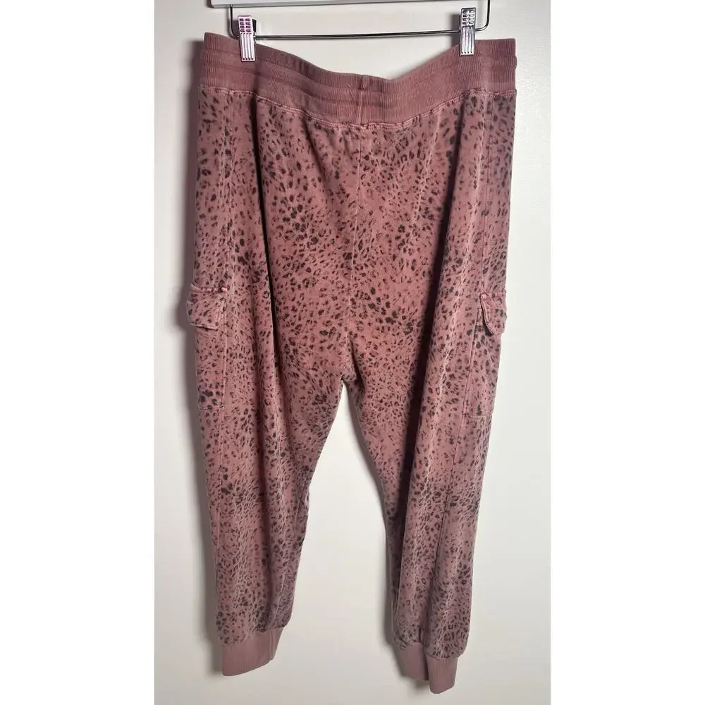 Anthropologie Sundry Pink Leopard Cargo High Waisted Jogger Womens Size 4/ US XL